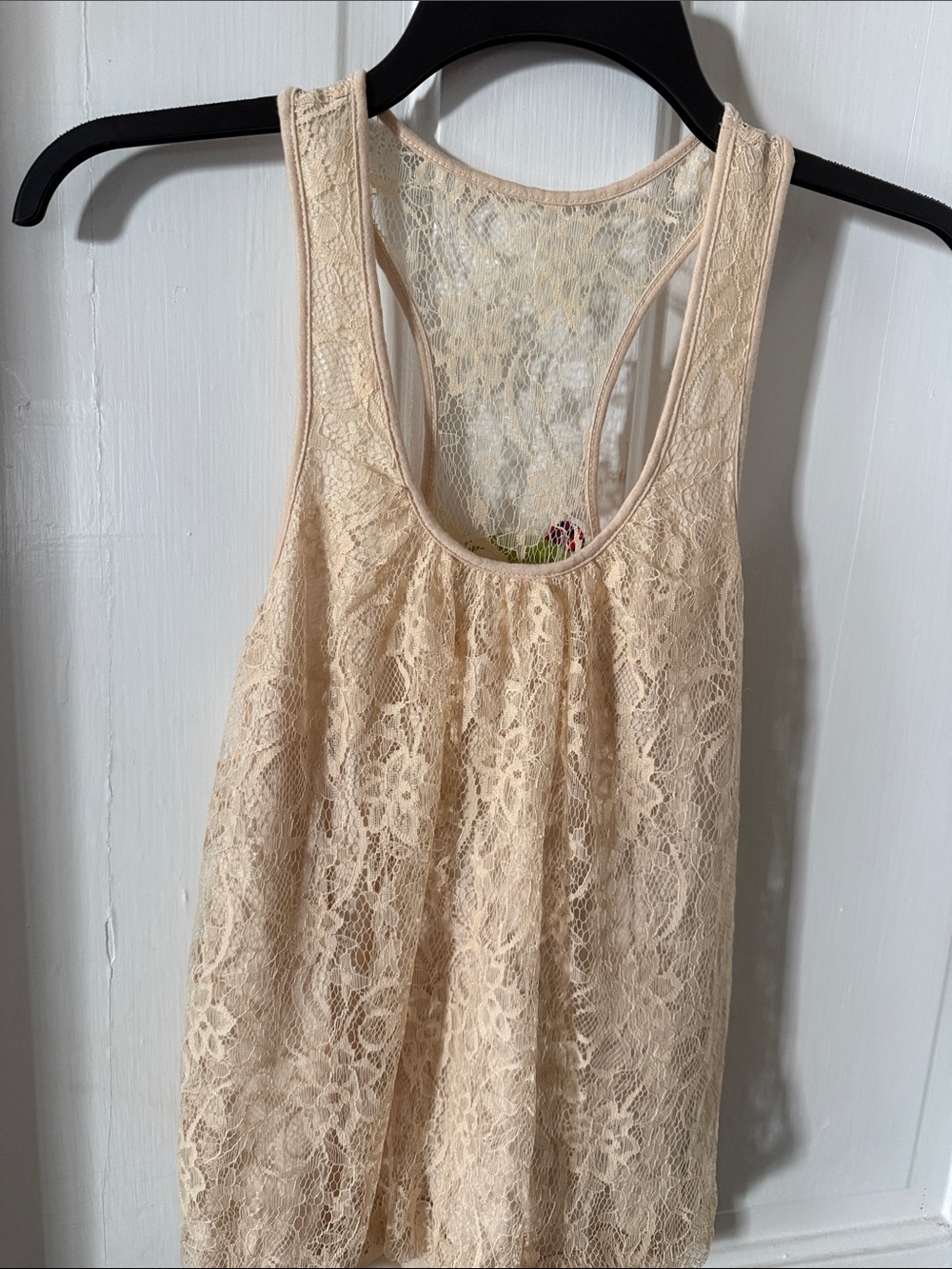 Express Beige Lace Racerback Tank Top - Picture 3 of 5
